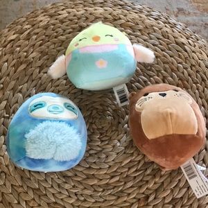 3 pack squishmallows! otter, easter chick, and sloth!